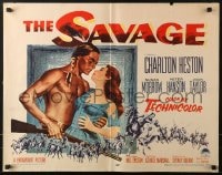 5t863 SAVAGE style B 1/2sh 1952 art of Native American Charlton Heston holding pretty Susan Morrow!