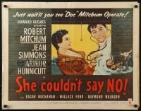 5t873 SHE COULDN'T SAY NO style A 1/2sh 1954 sexy short-haired Jean Simmons, Dr. Robert Mitchum