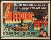 5t885 SLEEPING CITY style A 1/2sh 1950 Richard Conte, Coleen Gray, Alex Nicol, film noir!