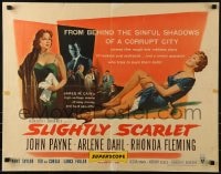 5t886 SLIGHTLY SCARLET style B 1/2sh 1956 James M. Cain, sexy Rhonda Fleming & Arlene Dahl!
