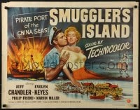 5t888 SMUGGLER'S ISLAND style A 1/2sh 1951 artwork of manly Jeff Chandler & sexy Evelyn Keyes!