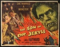 5t895 SON OF DR. JEKYLL 1/2sh 1951 Louis Hayward, Jody Lawrance married a monster, yellow title!