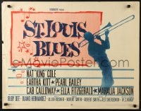5t900 ST. LOUIS BLUES 1/2sh 1958 Nat King Cole, Kitt, full-length silhouette playing trombone!