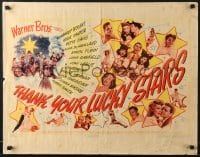 5t918 THANK YOUR LUCKY STARS 1/2sh 1943 Errol Flynn, Humphrey Bogart, Bette Davis & more pictured!