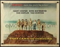 5t924 THEY CAME TO CORDURA style A 1/2sh 1959 Gary Cooper, Rita Hayworth, Tab Hunter, Van Heflin