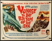 5t962 VOYAGE TO THE BOTTOM OF THE SEA 1/2sh 1961 different sci-fi art of scuba divers & monster!