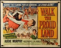 5t965 WALK THE PROUD LAND style A 1/2sh 1956 art of Audie Murphy & Native American Anne Bancroft!
