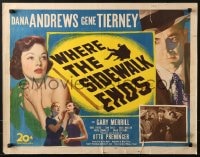 5t979 WHERE THE SIDEWALK ENDS 1/2sh 1950 Dana Andrews, sexy Gene Tierney, Otto Preminger noir!