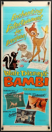 5t031 BAMBI insert R1966 Walt Disney cartoon classic, great art with Thumper & Flower!