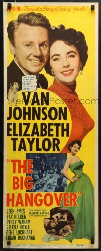 5t043 BIG HANGOVER insert 1950 romantic artwork of pretty Elizabeth Taylor & Van Johnson!