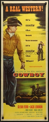 5t091 COWBOY insert 1958 Glenn Ford & Jack Lemmon in a REAL western!