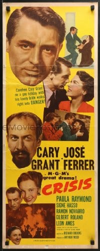 5t093 CRISIS insert 1950 great huge headshot art of Cary Grant, plus Paula Raymond & Jose Ferrer!