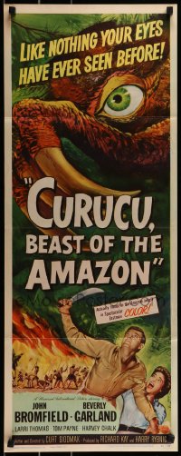 5t095 CURUCU, BEAST OF THE AMAZON insert 1956 Universal horror, great monster art by Reynold Brown!