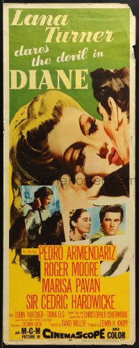 5t104 DIANE insert 1956 sexy Lana Turner dares the devil, great close up romantic artwork!
