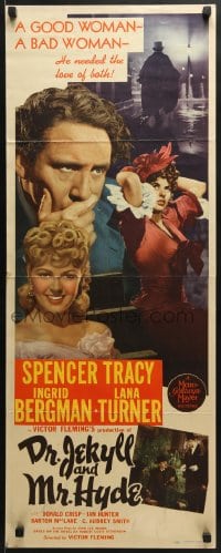 5t111 DR. JEKYLL & MR. HYDE insert 1941 Spencer Tracy, Ingrid Bergman, Lana Turner, ultra rare!