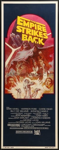 5t116 EMPIRE STRIKES BACK insert R1982 George Lucas classic, cool montage art by Tom Jung!