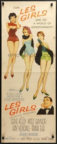 5t217 LES GIRLS insert 1957 Fernie art of Gene Kelly + sexy Mitzi Gaynor, Kay Kendall & Taina Elg!