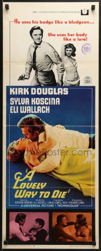 5t235 LOVELY WAY TO DIE insert 1968 image of Kirk Douglas romancing Sylva Koscina, Eli Wallach!
