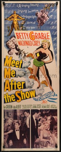 5t250 MEET ME AFTER THE SHOW insert 1951 artwork of sexy dancer Betty Grable & top cast members!