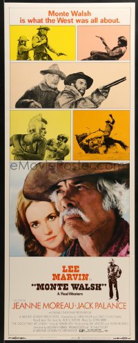 5t259 MONTE WALSH insert 1970 c/u of cowboy Lee Marvin & pretty Jeanne Moreau + photo montage!