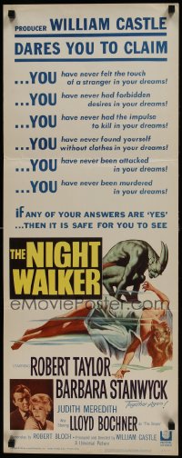 5t273 NIGHT WALKER insert 1965 William Castle, Reynold Brown art of monster & sexy near-naked girl!