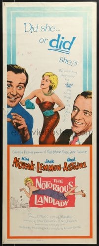 5t278 NOTORIOUS LANDLADY insert 1962 art of sexy Kim Novak between Jack Lemmon & Fred Astaire!