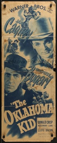 5t282 OKLAHOMA KID insert R1943 great image of James Cagney & Humphrey Bogart wearing cowboy hats!