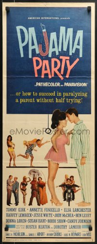 5t293 PAJAMA PARTY insert 1964 Annette Funicello in sexy lingerie, Tommy Kirk, Buster Keaton!