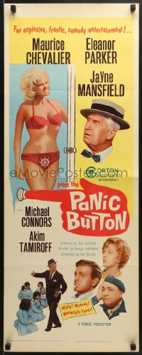 5t295 PANIC BUTTON insert 1964 Maurice Chevalier, sexy Jayne Mansfield in bikini!