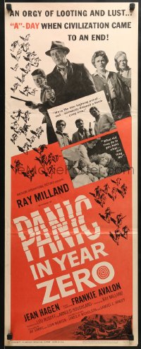 5t296 PANIC IN YEAR ZERO insert 1962 Ray Milland, Jean Hagen, Avalon, orgy of looting & lust!