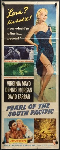 5t300 PEARL OF THE SOUTH PACIFIC insert 1955 art of sexy Virginia Mayo in sarong & Dennis Morgan!