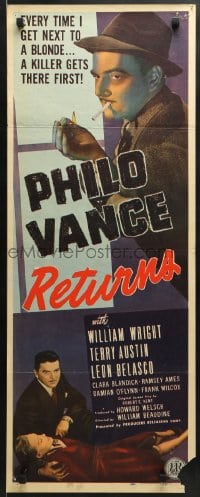 5t308 PHILO VANCE RETURNS insert 1947 killer gets to the blonde before detective William Wright!
