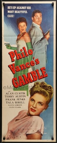 5t309 PHILO VANCE'S GAMBLE insert 1947 Alan Curtis plays for his highest stakes, film noir!