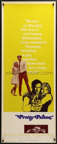 5t318 PRETTY POISON insert 1968 cool artwork of psycho Anthony Perkins & crazy Tuesday Weld!