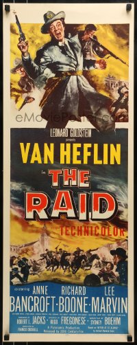 5t334 RAID insert 1954 cool art of uniformed soldier Van Heflin in Civil War battle scene!