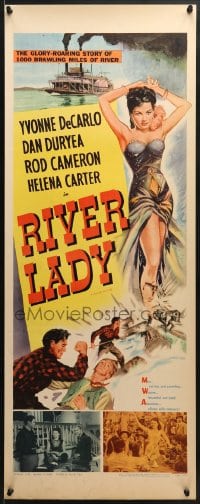 5t347 RIVER LADY insert R1956 Yvonne De Carlo, Dan Duryea, brawling story of the lusty Mississippi!