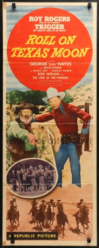 5t348 ROLL ON TEXAS MOON insert 1946 images of Roy Rogers with Trigger, Dale Evans & Gabby Hayes!