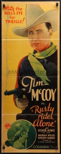 5t355 RUSTY RIDES ALONE insert 1933 Tim McCoy is breaking all thrill records, cool art!