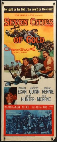 5t377 SEVEN CITIES OF GOLD insert 1955 Richard Egan, Mexican Anthony Quinn, priest Rennie!