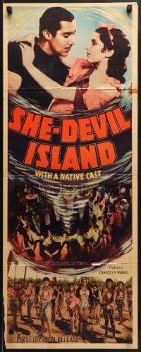 5t382 SHE-DEVIL ISLAND insert 1936 wacky Mexican fantasy of a women-only island w/ male intruder!