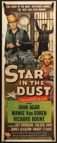 5t411 STAR IN THE DUST insert 1956 John Agar, Van Doren, a story of the most desperate gamble!