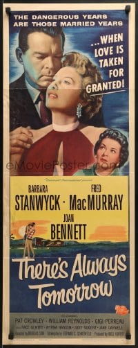 5t443 THERE'S ALWAYS TOMORROW insert 1956 Fred MacMurray torn between Stanwyck & Joan Bennett!