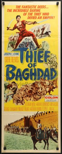 5t446 THIEF OF BAGHDAD insert 1961 daring Steve Reeves does fantastic deeds & defies an empire!