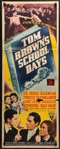 5t451 TOM BROWN'S SCHOOL DAYS insert 1940 Cedric Hardwicke, Freddie Bartholomew, James Lydon, cool art