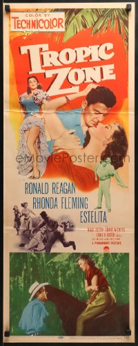 5t461 TROPIC ZONE insert 1953 art of Ronald Reagan romancing Rhonda Fleming + sexy Estelita!