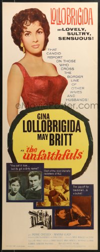 5t467 UNFAITHFULS insert 1960 close up of sexy red-haired Gina Lollobrigida, May Britt!