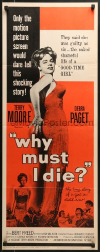 5t479 WHY MUST I DIE insert 1960 Terry Moore & Debra Paget, the shameful life of a good-time girl!