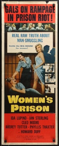 5t486 WOMEN'S PRISON insert 1954 Ida Lupino & super sexy convict Cleo Moore, gals on rampage!