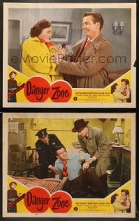 5w833 DANGER ZONE 2 LCs 1951 film noir, images of Hugh Beaumont, Pamela Blake and Richard Travis!