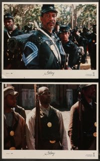 5w861 GLORY 2 LCs 1989 great images of Morgan Freeman, Denzel Washington, Civil War!